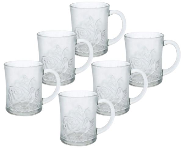Glas Kaffeebecher Rose  - 6 Stück